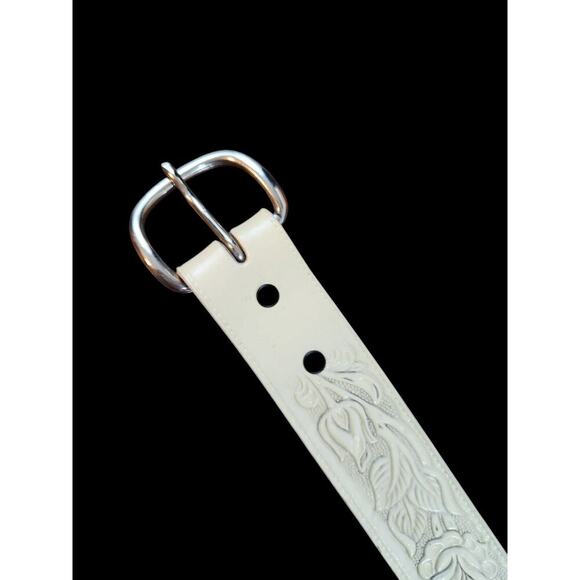 Brazos Joe made in USA tooled floral belt 46131 cream leather - Picture 1 of 13
